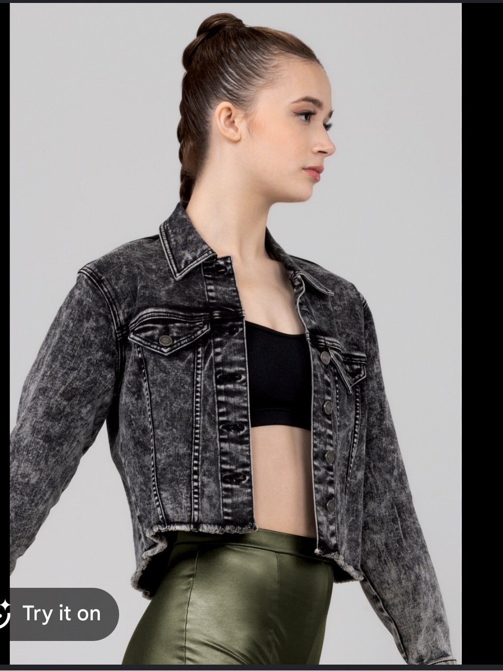 Weissman Mixify Cropped Washed Gray-Black Denim Jacket